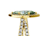 Yellow gold Fancy Green Marquise  Halo Split Shank Diamond Ring with Pavé Setting_48