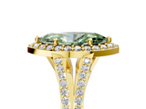 Yellow gold Fancy Green Marquise  Halo Split Shank Diamond Ring with Prong Setting_25