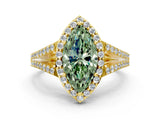 Yellow gold Fancy Green Marquise  Halo Split Shank Pave Diamond Ring with Four-Prong Setting_49