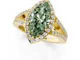 Yellow gold Fancy Green Marquise  Halo Split Shank Pave Diamond Ring with Four-Prong Setting_50