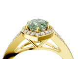Yellow gold Fancy Green Marquise  Halo Split Shank Pave Diamond Ring with Four-Prong Setting_53