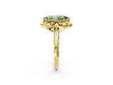 Yellow gold Fancy Green Marquise  Halo Split Shank Pave Diamond Ring with Petal Prong Setting_22