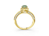 Yellow gold Fancy Green Marquise  Halo Split Shank Pave Diamond Ring with Petal Prong Setting_23