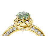Yellow gold Fancy Green Marquise  Halo Split Shank Pave Diamond Ring with Petal Prong Setting_24