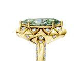 Yellow gold Fancy Green Marquise  Halo Split Shank Pave Diamond Ring with Petal Prong Setting_25
