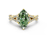 Yellow gold Fancy Green Marquise  Halo Twist Band Solitaire Prong Setting Ring_42