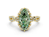 Yellow gold Fancy Green Marquise  Halo Twist Band Solitaire Ring with Six-Prong Setting_32