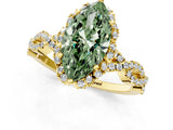 Yellow gold Fancy Green Marquise  Halo Twist Band Solitaire Ring with Six-Prong Setting_33