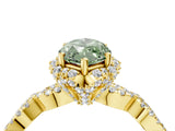 Yellow gold Fancy Green Marquise  Halo Twist Band Solitaire Ring with Six-Prong Setting_36