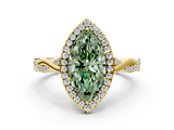Yellow gold Fancy Green Marquise  Halo Twist Band Solitaire Ring_20