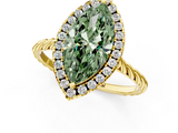 Yellow gold Fancy Green Marquise  Halo Twisted Band Four-Prong Diamond Ring_21