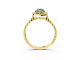 Yellow gold Fancy Green Marquise  Halo Twisted Band Four-Prong Diamond Ring_23