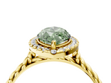 Yellow gold Fancy Green Marquise  Halo Twisted Band Four-Prong Diamond Ring_24