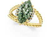 Yellow gold Fancy Green Marquise  Halo Twisted Band Four-Prong Ring_63