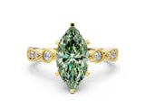 Yellow gold Fancy Green Marquise  Milgrain Bezel Diamond Engagement Ring with Solitaire Prong Setting_175
