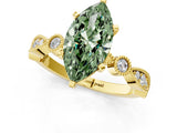 Yellow gold Fancy Green Marquise  Milgrain Bezel Diamond Engagement Ring with Solitaire Prong Setting_176
