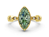 Yellow gold Fancy Green Marquise  Milgrain Marquise Diamond Twist Band Ring_61