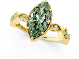 Yellow gold Fancy Green Marquise  Milgrain Marquise Diamond Twist Band Ring_62