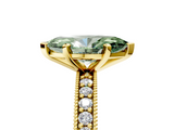 Yellow gold Fancy Green Marquise  Milgrain Pave Diamond Engagement Ring with Four-Prong Setting_135