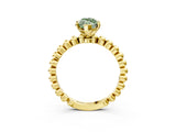 Yellow gold Fancy Green Marquise  Solitaire Beaded Band Prong Setting Ring 3