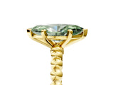 Yellow gold Fancy Green Marquise  Solitaire Beaded Band Prong Setting Ring 5