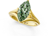 Yellow gold Fancy Green Marquise  Solitaire Beaded Band Six-Prong Setting_1