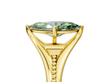 Yellow gold Fancy Green Marquise  Solitaire Beaded Band Six-Prong Setting_5