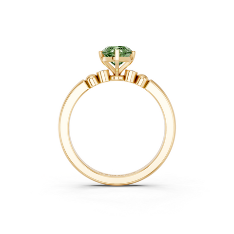 Yellow gold Fancy Green Marquise  Solitaire Beaded Band with Four-Prong Setting_5