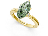 Yellow gold Fancy Green Marquise  Solitaire Beaded Band with Four-Prong Setting_60
