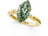 Yellow gold Fancy Green Marquise  Solitaire Beaded Band with Four-Prong Setting_62