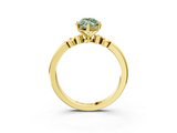 Yellow gold Fancy Green Marquise  Solitaire Beaded Band with Four-Prong Setting_63