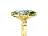 Yellow gold Fancy Green Marquise  Solitaire Beaded Band with Four-Prong Setting_64
