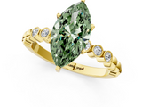 Yellow gold Fancy Green Marquise  Solitaire Bezel Accent Diamond Engagement Ring with Beaded Band and Four-Prong Setting_25
