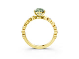Yellow gold Fancy Green Marquise  Solitaire Bezel-Set Diamond Ring with Beaded Band and Four-Prong Setting_35