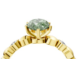 Yellow gold Fancy Green Marquise  Solitaire Bezel-Set Diamond Ring with Beaded Band and Four-Prong Setting_36