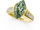 Yellow gold Fancy Green Marquise  Solitaire Bezel-Set Diamond Ring with Channel-Set Band_37