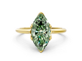 Yellow gold Fancy Green Marquise  Solitaire Cathedral Diamond Ring with Six-Prong Setting_17