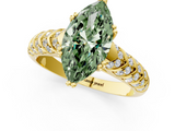 Yellow gold Fancy Green Marquise  Solitaire Chevron Pave Diamond Engagement Ring with Six-Prong Setting_4