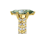 Yellow gold Fancy Green Marquise  Solitaire Chevron Pave Diamond Engagement Ring with Six-Prong Setting_8