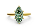 Yellow gold Fancy Green Marquise  Solitaire Diamond Engagement Ring with Four-Prong Setting on a Classic Band_3