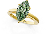 Yellow gold Fancy Green Marquise  Solitaire Diamond Engagement Ring with Four-Prong Setting on a Classic Band_4