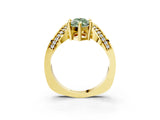 Yellow gold Fancy Green Marquise  Solitaire Diamond Engagement Ring with Pave Band and Four-Prong Setting 4