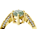 Yellow gold Fancy Green Marquise  Solitaire Diamond Engagement Ring with Pave Band and Four-Prong Setting 5