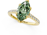Yellow gold Fancy Green Marquise  Solitaire Diamond Engagement Ring with Pave Band and Six-Prong Setting_21