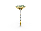 Yellow gold Fancy Green Marquise  Solitaire Diamond Engagement Ring with Pave Band and Six-Prong Setting_22