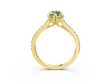 Yellow gold Fancy Green Marquise  Solitaire Diamond Engagement Ring with Pave Band and Six-Prong Setting_23