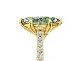Yellow gold Fancy Green Marquise  Solitaire Diamond Engagement Ring with Pave Band and Six-Prong Setting_25