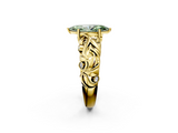 Yellow gold Fancy Green Marquise  Solitaire Diamond Leaf Vine Band with Prong Setting_47