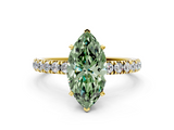 Yellow gold Fancy Green Marquise  Solitaire Diamond Pavé Band with Four-Prong Setting_45