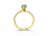 Yellow gold Fancy Green Marquise  Solitaire Diamond Pavé Band with Four-Prong Setting_48